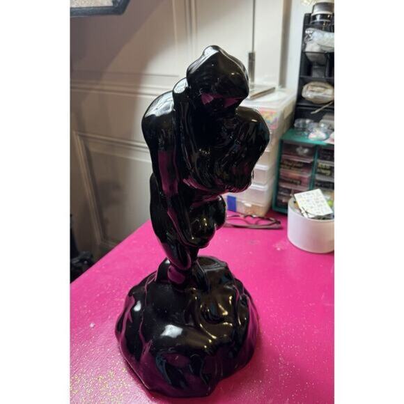 1960s Vintage Mid Century Modern “The Lovers” Ceramic Statue In Black LARGE 16in - Picture 11 of 16